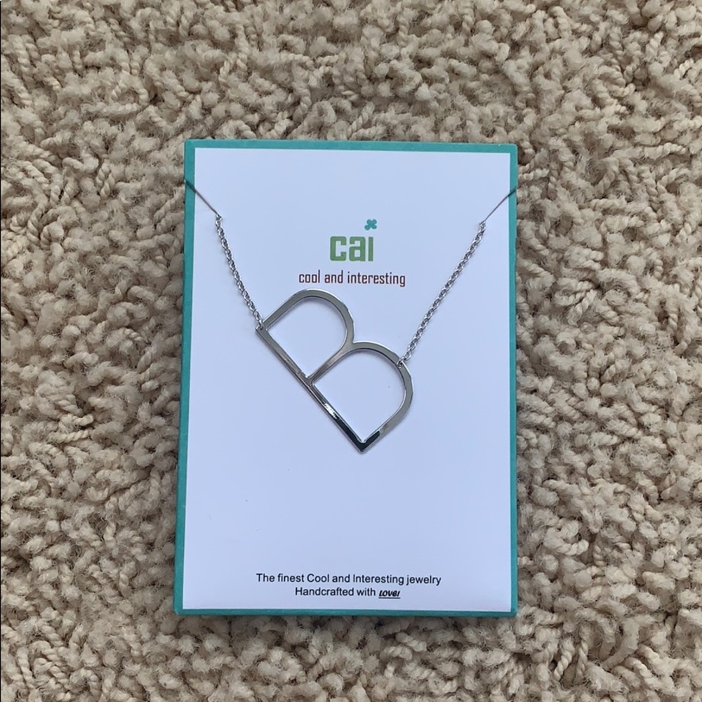 Sterling silver block letter initial necklace